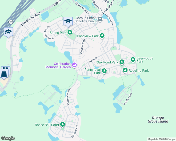 map of restaurants, bars, coffee shops, grocery stores, and more near 1110 Damask Street in Kissimmee