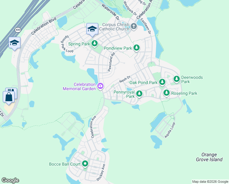 map of restaurants, bars, coffee shops, grocery stores, and more near 1110 Damask Street in Kissimmee
