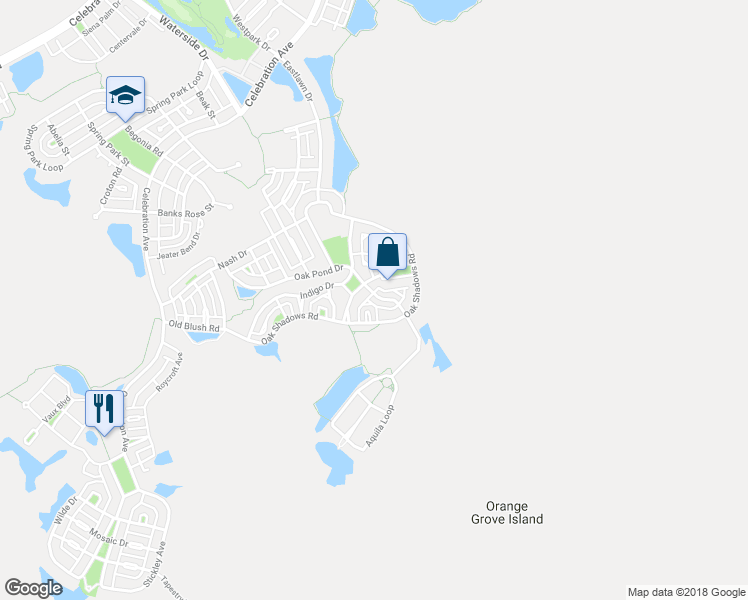 map of restaurants, bars, coffee shops, grocery stores, and more near 1102 Oak Pond Dr in Kissimmee
