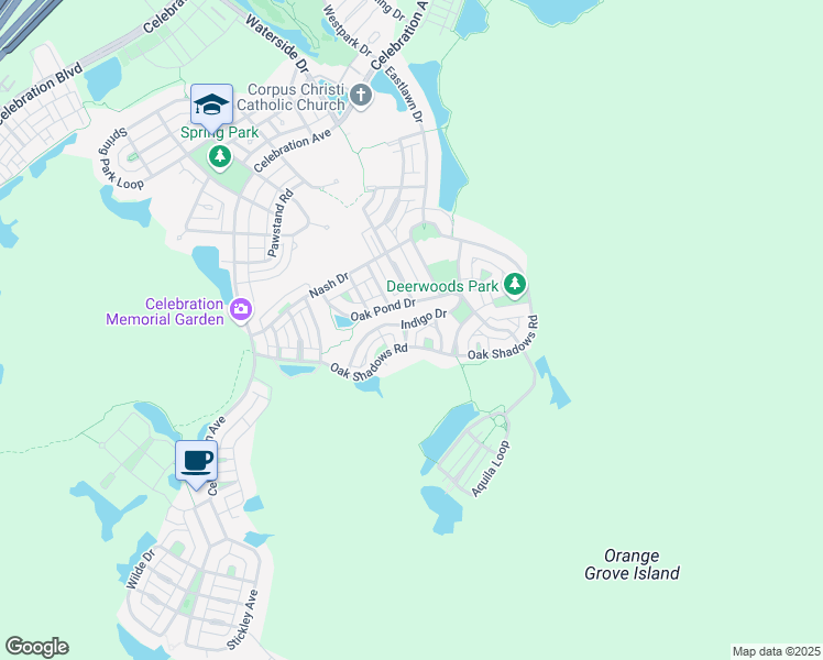 map of restaurants, bars, coffee shops, grocery stores, and more near 1109 Rosemary Way in Celebration