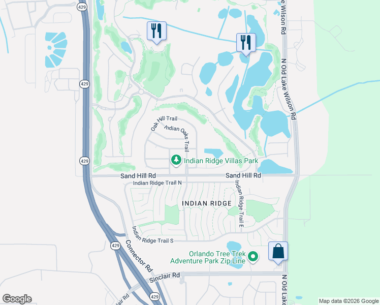 map of restaurants, bars, coffee shops, grocery stores, and more near 1514 Oak Hill Trail in Kissimmee