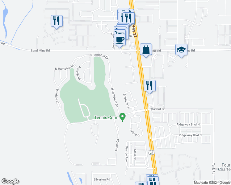 map of restaurants, bars, coffee shops, grocery stores, and more near 320 North Hampton Drive in Davenport