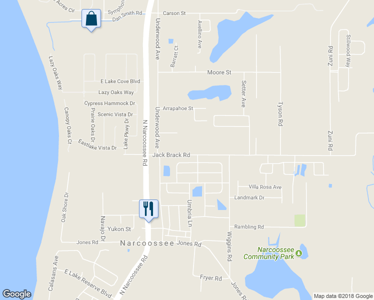 map of restaurants, bars, coffee shops, grocery stores, and more near 5105 Jack Brack Road in St. Cloud
