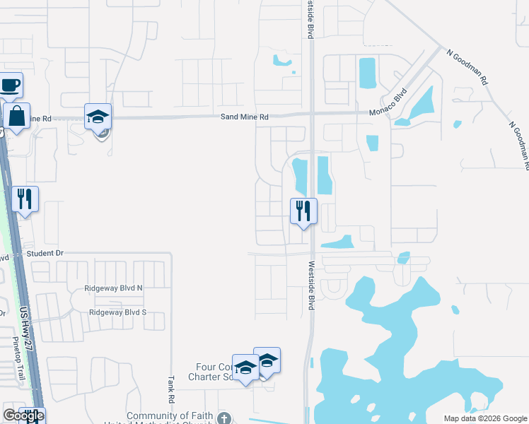 map of restaurants, bars, coffee shops, grocery stores, and more near in Four Corners