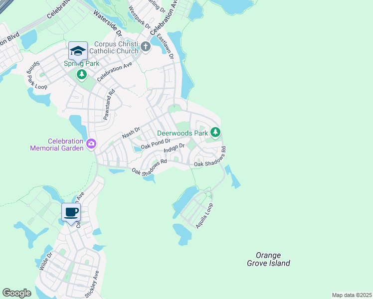 map of restaurants, bars, coffee shops, grocery stores, and more near 1052 Firethorn Street in Kissimmee