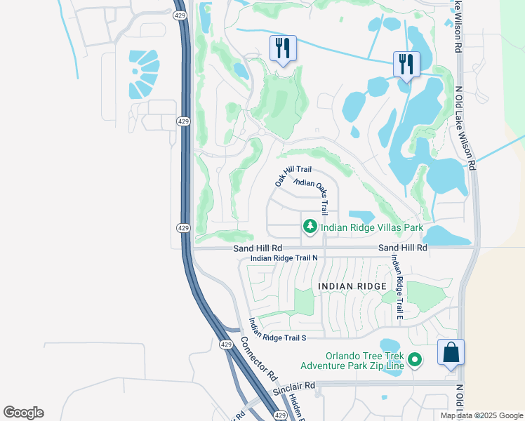 map of restaurants, bars, coffee shops, grocery stores, and more near 1613 Oak Hill Trail in Kissimmee