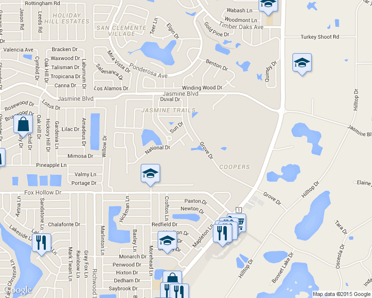 map of restaurants, bars, coffee shops, grocery stores, and more near 10204 Home Court in Port Richey