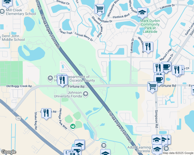 map of restaurants, bars, coffee shops, grocery stores, and more near 2011 Grande Court in Kissimmee