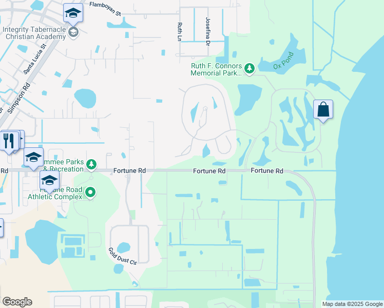 map of restaurants, bars, coffee shops, grocery stores, and more near 1709 Elsie Park Court in Kissimmee