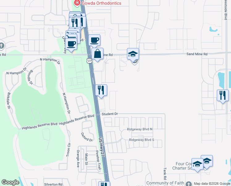 map of restaurants, bars, coffee shops, grocery stores, and more near 169 Trinity Ridge Circle in Davenport