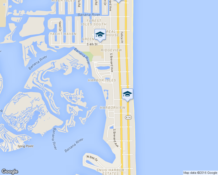 map of restaurants, bars, coffee shops, grocery stores, and more near 760 South Brevard Avenue in Cocoa Beach