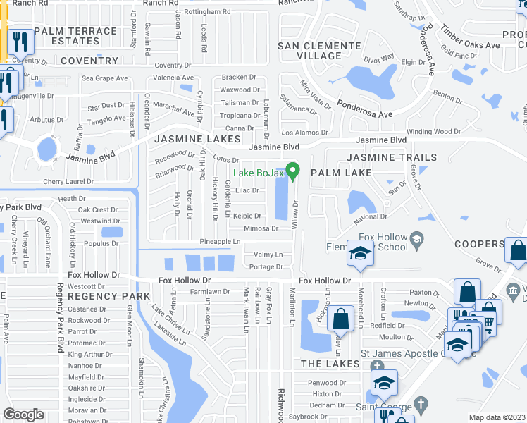 map of restaurants, bars, coffee shops, grocery stores, and more near 7923 Kelpie Drive in Port Richey