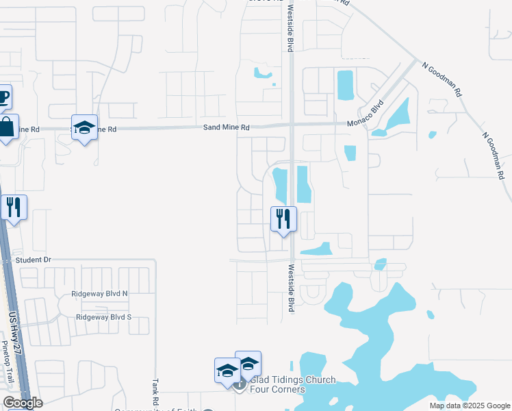 map of restaurants, bars, coffee shops, grocery stores, and more near 1718 Caribbean View Terrace in Kissimmee