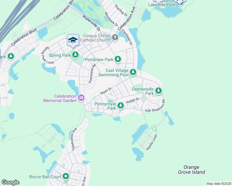 map of restaurants, bars, coffee shops, grocery stores, and more near 1004 Falling Leaf Street in Kissimmee