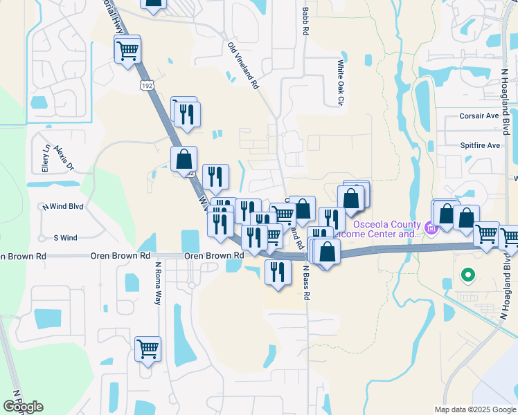 map of restaurants, bars, coffee shops, grocery stores, and more near 4503 Saint Georges Court in Kissimmee