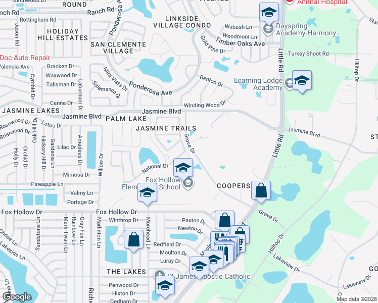 map of restaurants, bars, coffee shops, grocery stores, and more near 10236 Flagship Avenue in Port Richey