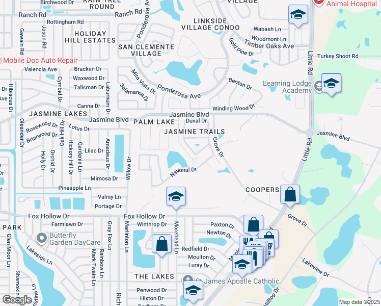 map of restaurants, bars, coffee shops, grocery stores, and more near 10301 Midstate Avenue in Port Richey