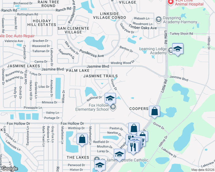 map of restaurants, bars, coffee shops, grocery stores, and more near 8434 Sun Drive in Port Richey