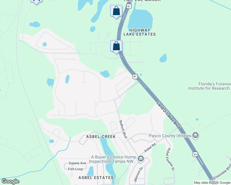 map of restaurants, bars, coffee shops, grocery stores, and more near 10331 Heron Hideaway Loop in Land O' Lakes