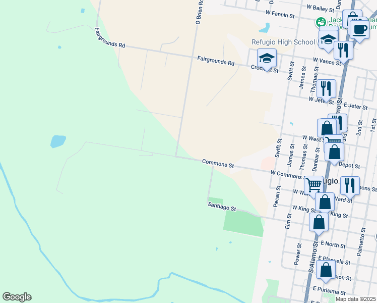 map of restaurants, bars, coffee shops, grocery stores, and more near 108 O Brien Road in Refugio