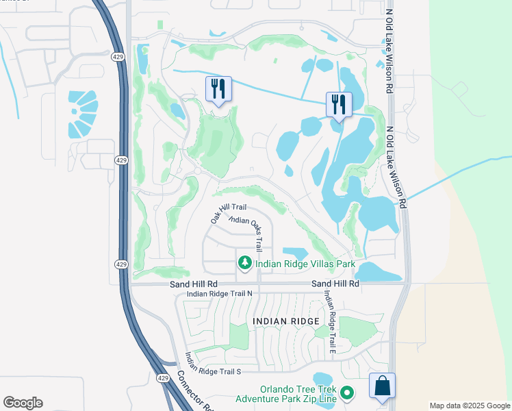 map of restaurants, bars, coffee shops, grocery stores, and more near 1555 Oak Hill Trail in Kissimmee