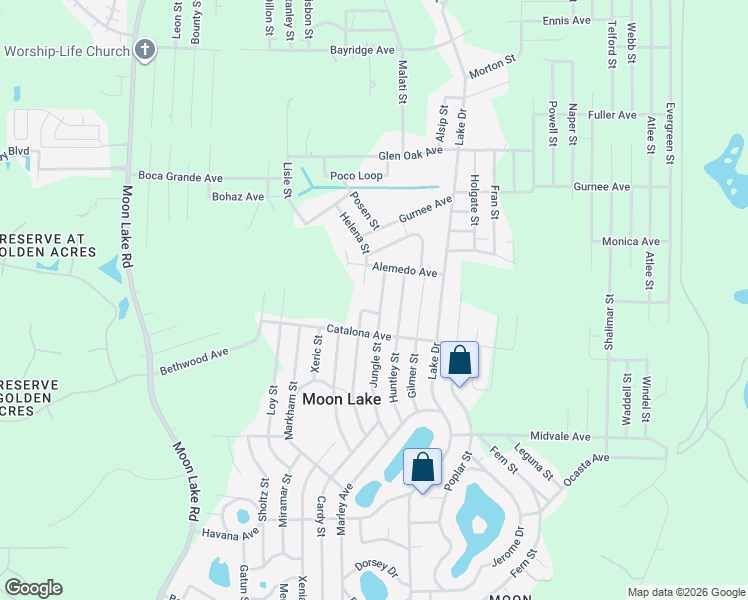 map of restaurants, bars, coffee shops, grocery stores, and more near 10319 Jungle Street in New Port Richey