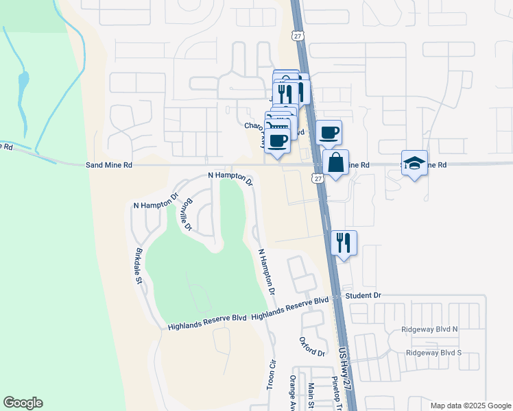 map of restaurants, bars, coffee shops, grocery stores, and more near 608 North Hampton Drive in Davenport