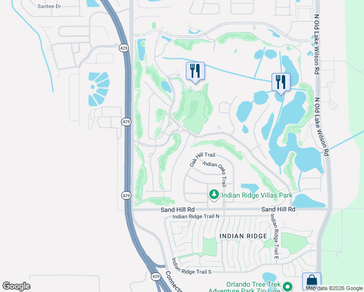 map of restaurants, bars, coffee shops, grocery stores, and more near 1583 Oak Hill Trail in Kissimmee