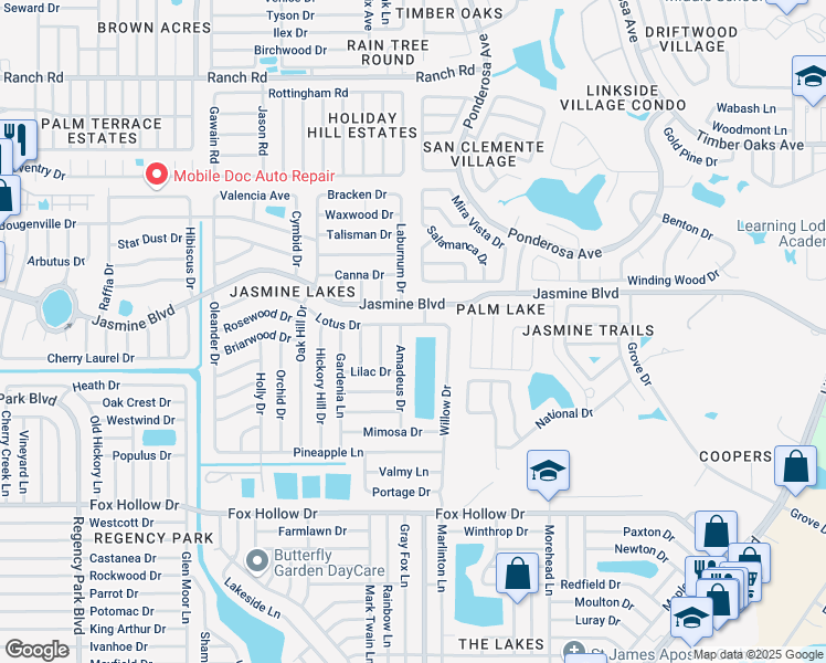 map of restaurants, bars, coffee shops, grocery stores, and more near 8000 Lotus Drive in Port Richey