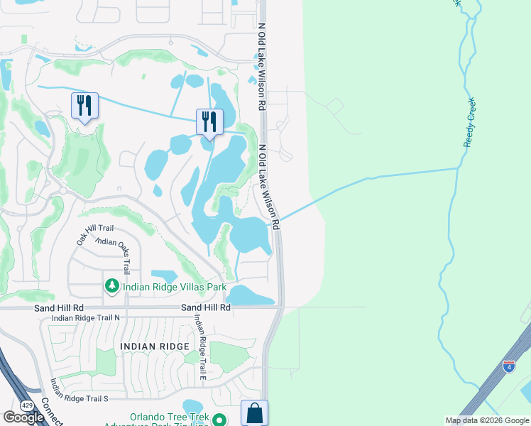 map of restaurants, bars, coffee shops, grocery stores, and more near 1844 North Old Lake Wilson Road in Kissimmee