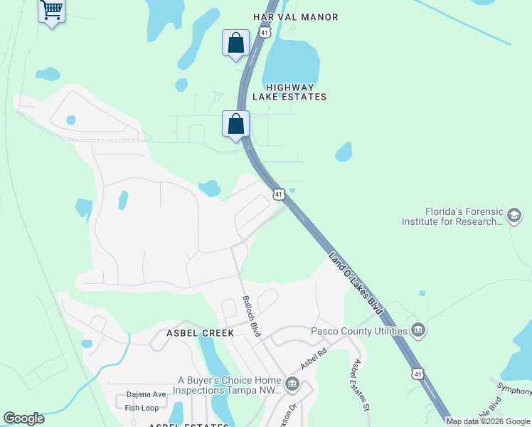 map of restaurants, bars, coffee shops, grocery stores, and more near 10615 Heron Hideaway Loop in Land O' Lakes