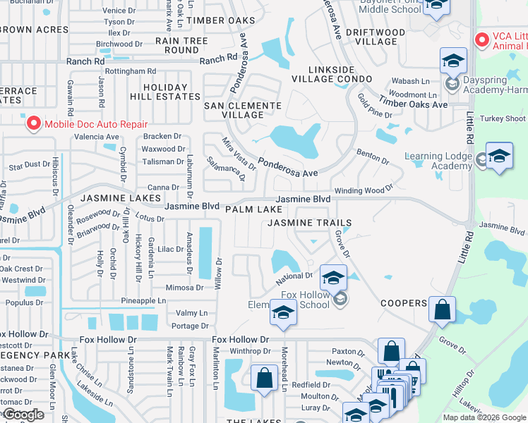 map of restaurants, bars, coffee shops, grocery stores, and more near 8231 Autumn Oak Avenue in Port Richey