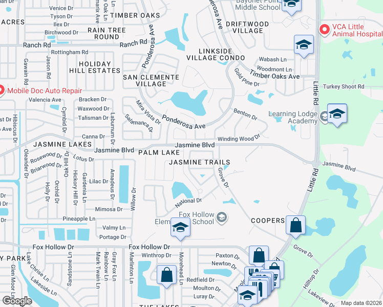 map of restaurants, bars, coffee shops, grocery stores, and more near 8325 Duval Drive in Port Richey