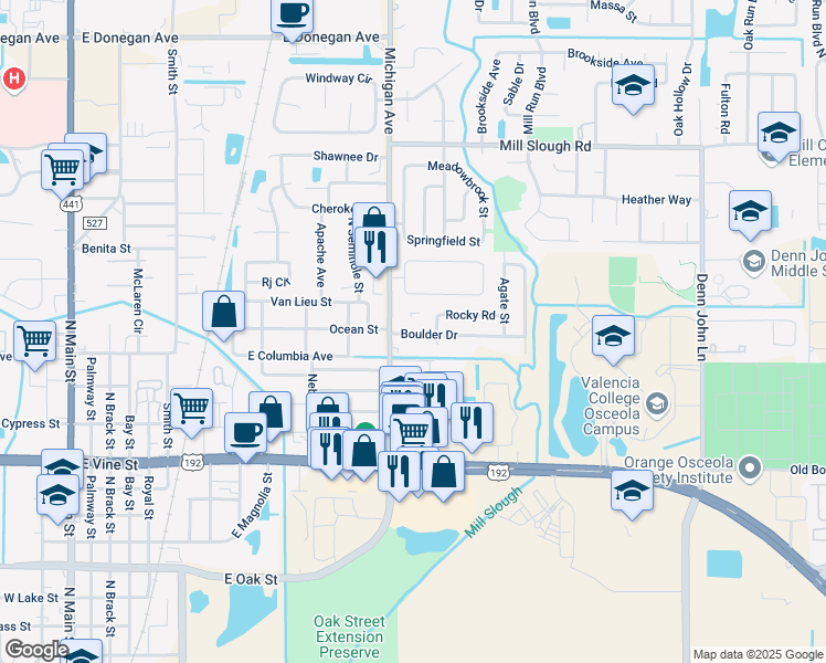 map of restaurants, bars, coffee shops, grocery stores, and more near 2008 Stallone Road in Kissimmee
