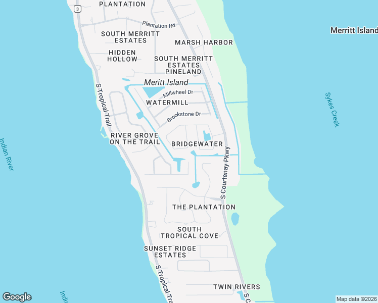 map of restaurants, bars, coffee shops, grocery stores, and more near 837 Woodbine Drive in Merritt Island