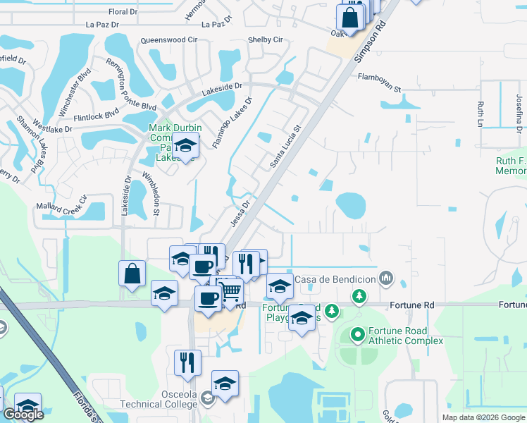 map of restaurants, bars, coffee shops, grocery stores, and more near 2465 Winners Circle in Kissimmee