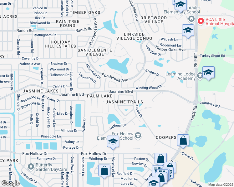 map of restaurants, bars, coffee shops, grocery stores, and more near 8325 Duval Drive in Port Richey