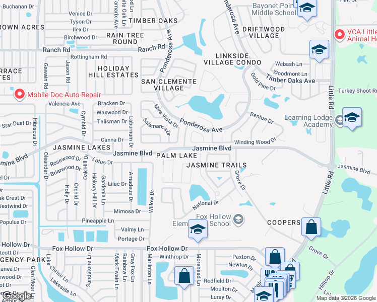 map of restaurants, bars, coffee shops, grocery stores, and more near 8231 Autumn Oak Avenue in Port Richey