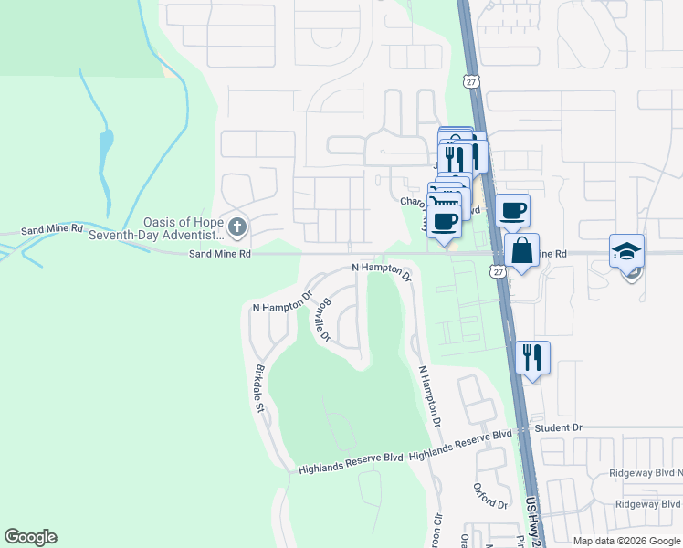 map of restaurants, bars, coffee shops, grocery stores, and more near 1131 North Hampton Drive in Davenport