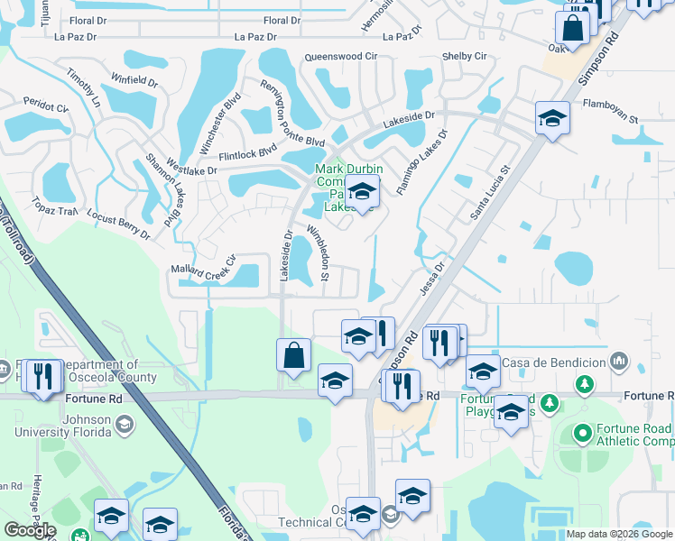 map of restaurants, bars, coffee shops, grocery stores, and more near 1814 Edinburgh Street in Kissimmee