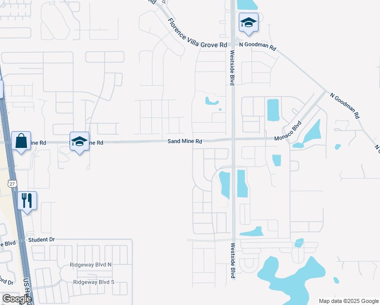 map of restaurants, bars, coffee shops, grocery stores, and more near 1846 Caribbean View Terrace in Kissimmee