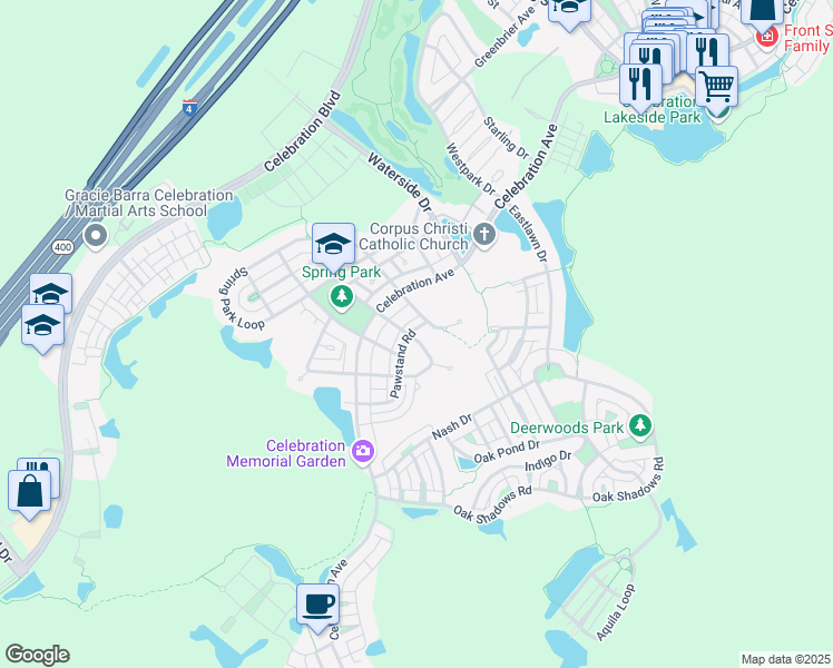 map of restaurants, bars, coffee shops, grocery stores, and more near 907 Pawstand Road in Kissimmee