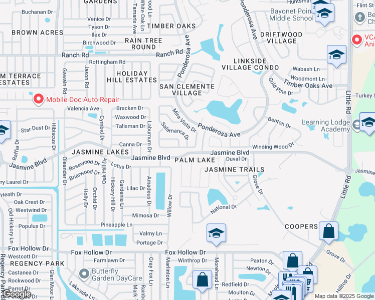 map of restaurants, bars, coffee shops, grocery stores, and more near 8130 Los Alamos Drive in Port Richey