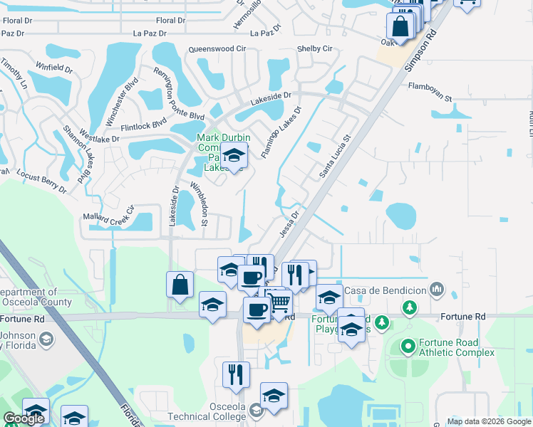 map of restaurants, bars, coffee shops, grocery stores, and more near 2404 Askey Court in Kissimmee