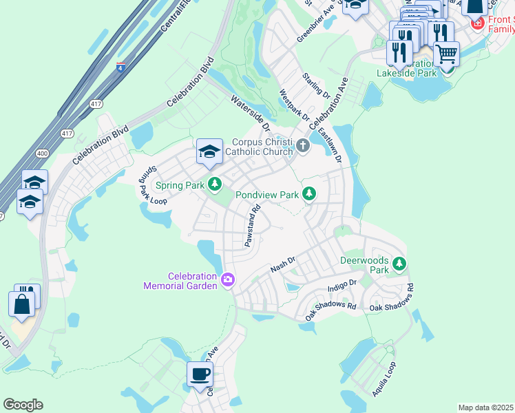 map of restaurants, bars, coffee shops, grocery stores, and more near 907 Pawstand Road in Kissimmee