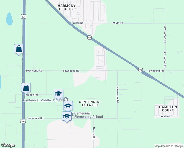 map of restaurants, bars, coffee shops, grocery stores, and more near 38700 Townsend Road in Dade City