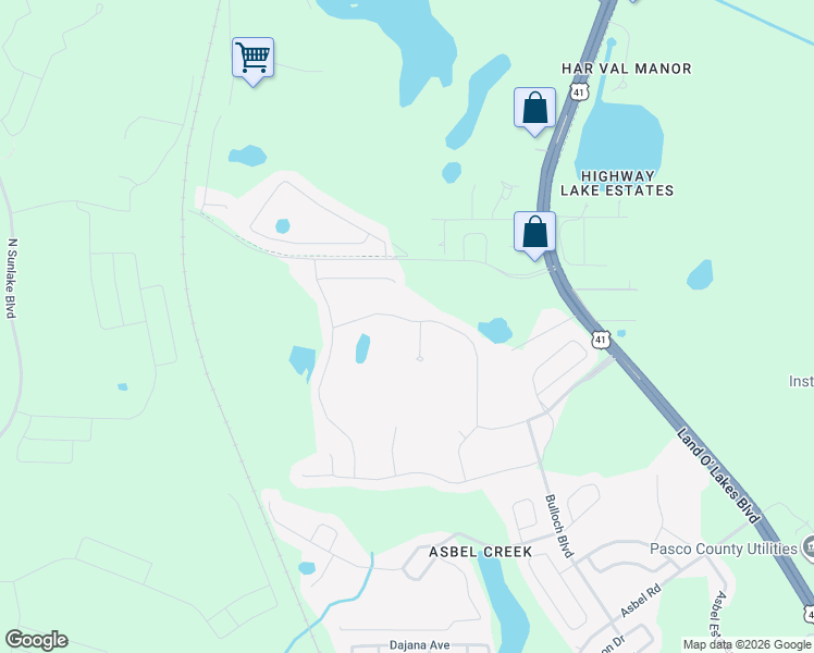 map of restaurants, bars, coffee shops, grocery stores, and more near 10631 Hawks Landing Drive in Land O' Lakes