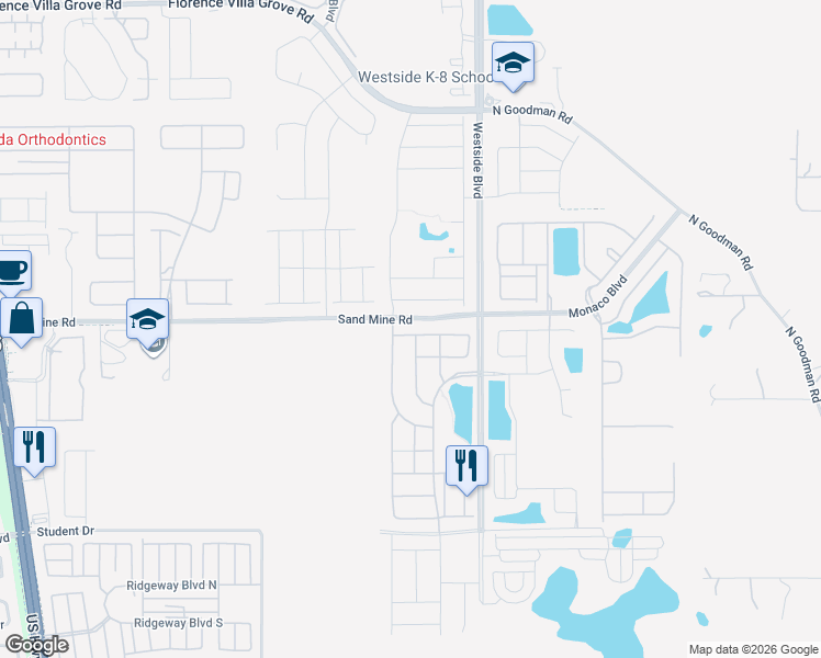 map of restaurants, bars, coffee shops, grocery stores, and more near 1861 Sawyer Palm Place in Kissimmee