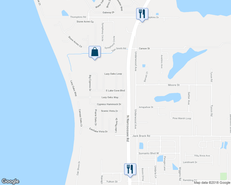 map of restaurants, bars, coffee shops, grocery stores, and more near 4908 East Lake Cove Boulevard in St. Cloud