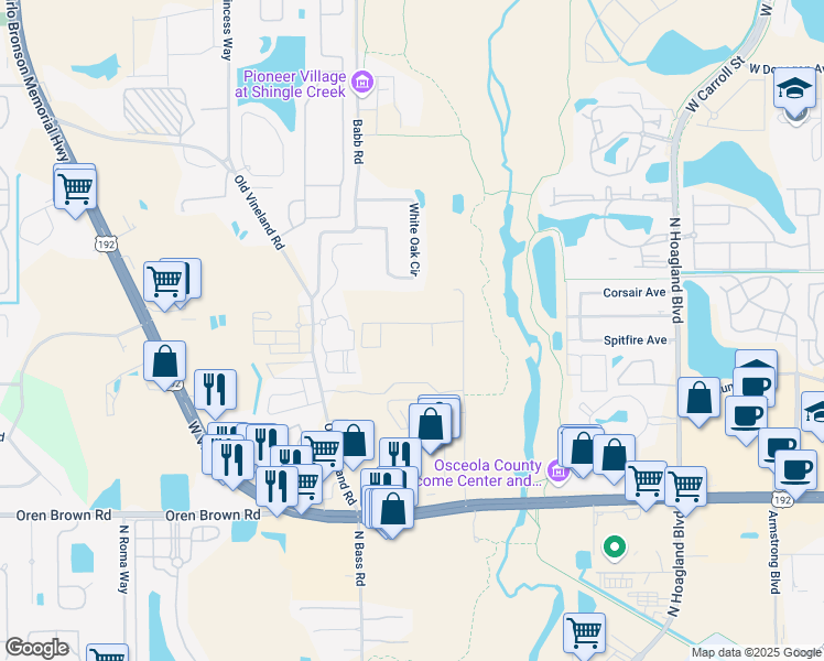 map of restaurants, bars, coffee shops, grocery stores, and more near 2015 Old Vineland Road in Kissimmee